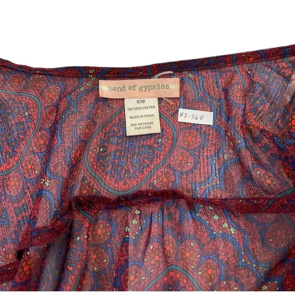 Band of Gypsies Women Size Small Medium Cover Up Bohemian Maroon Sheer 7-364P - Picture 4 of 5